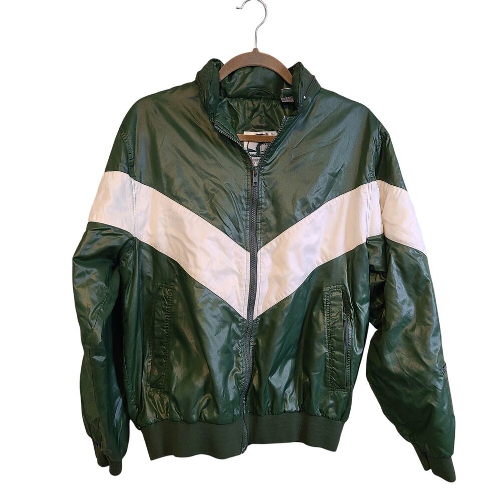 VTG Monterey Club Mens L Green White Hood Puffer Thinsulate Jacket Coat Bomber